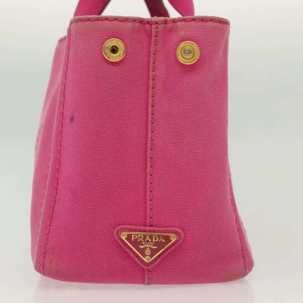 PRADA Canapa PM Hand Bag Canvas Pink Gold Auth bs28699 - Picture 5 of 16